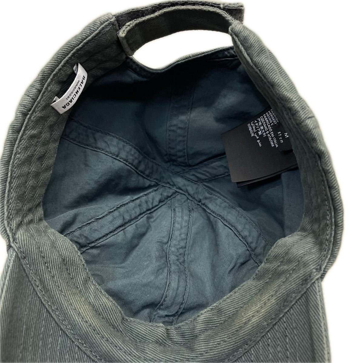 BALENCIAGA ﾛｺﾞ刺繍 ﾀﾞﾒｰｼﾞ加工 ﾍﾞｰｽﾎﾞｰﾙｷｬｯﾌﾟ M 673319 410B2