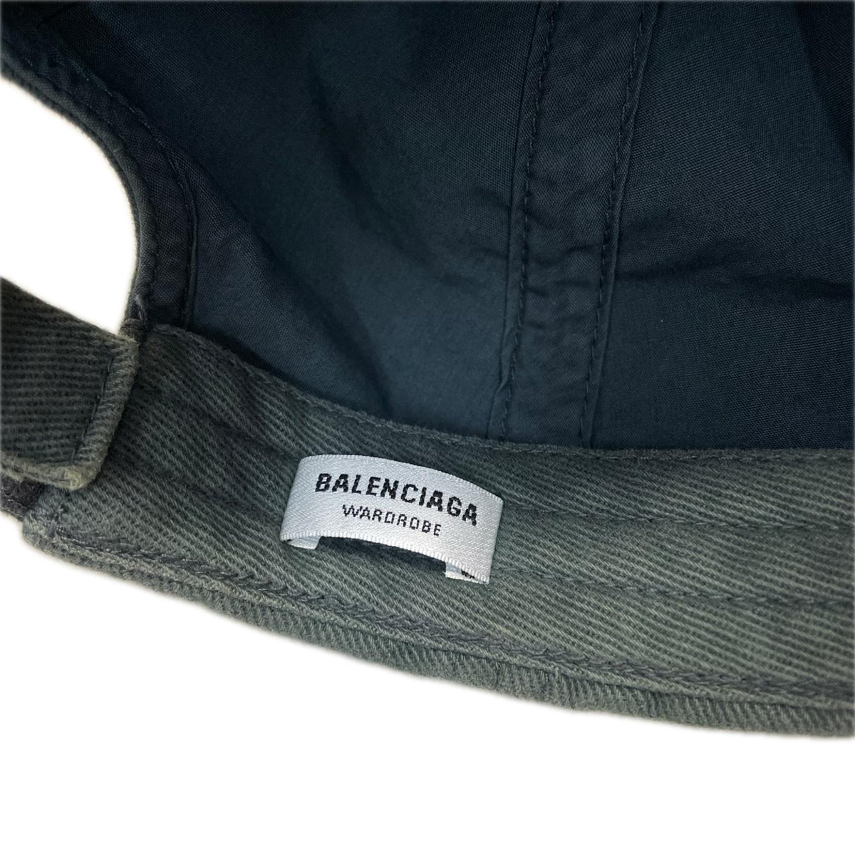 BALENCIAGA ﾛｺﾞ刺繍 ﾀﾞﾒｰｼﾞ加工 ﾍﾞｰｽﾎﾞｰﾙｷｬｯﾌﾟ M 673319 410B2