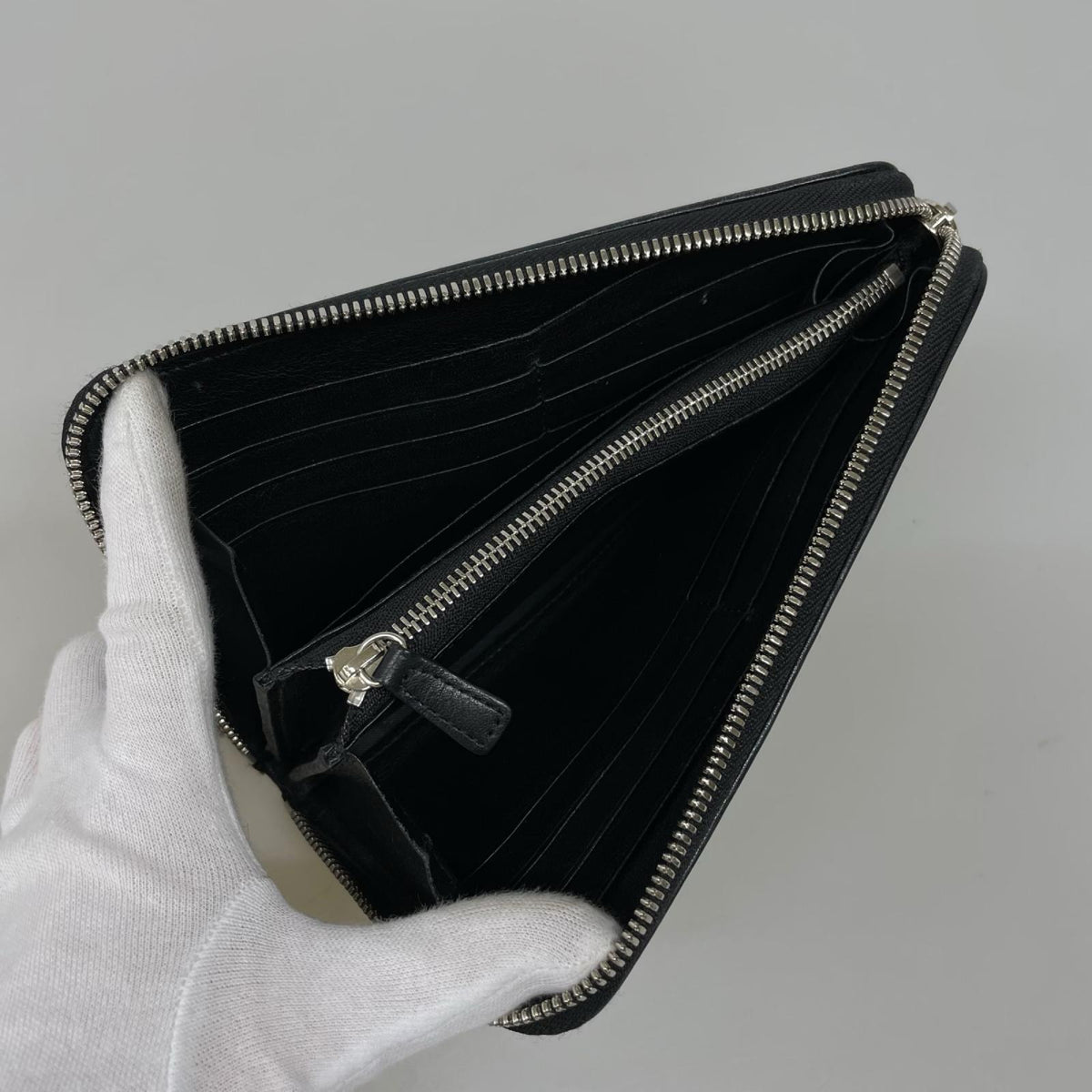 長財布 ニッティングメッシュジップウォレット BLK ブラック