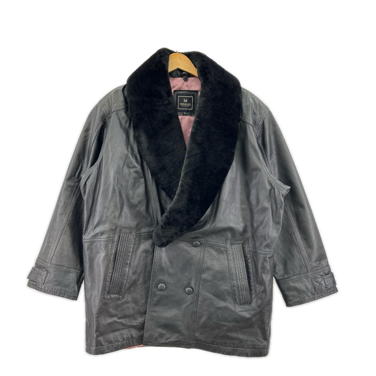 レザージャケット MIRALGO ﾌｧｰｺｰﾄ BLK L L ブラック
