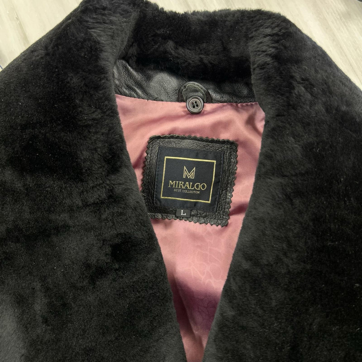 レザージャケット MIRALGO ﾌｧｰｺｰﾄ BLK L L ブラック