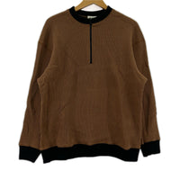 長袖Ｔシャツ Waffle Half Zip 茶 (XL) ブラウン