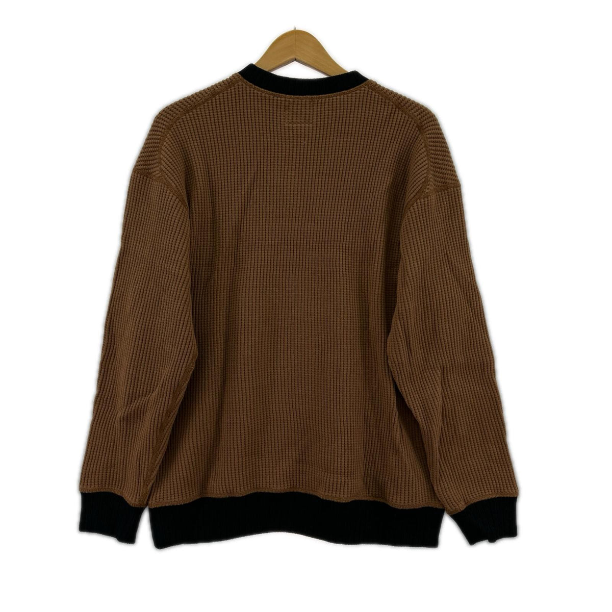 長袖Ｔシャツ Waffle Half Zip 茶 (XL) ブラウン
