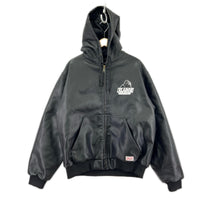 ブルゾン FAUX LEATHER HOODED WORK JACKET 黒 L L ブラック