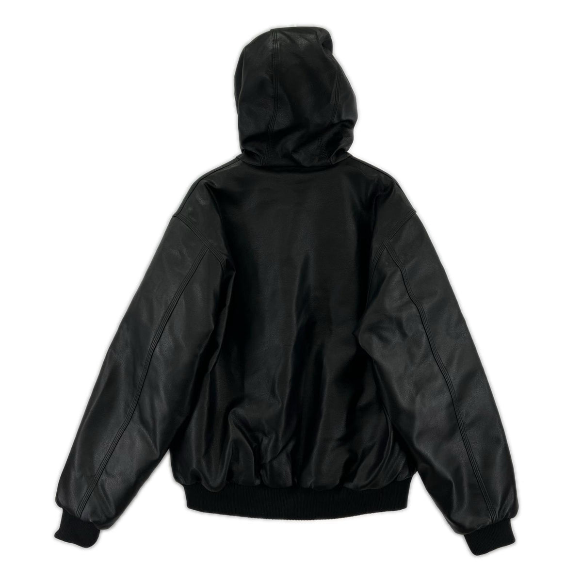 ブルゾン FAUX LEATHER HOODED WORK JACKET 黒 L L ブラック