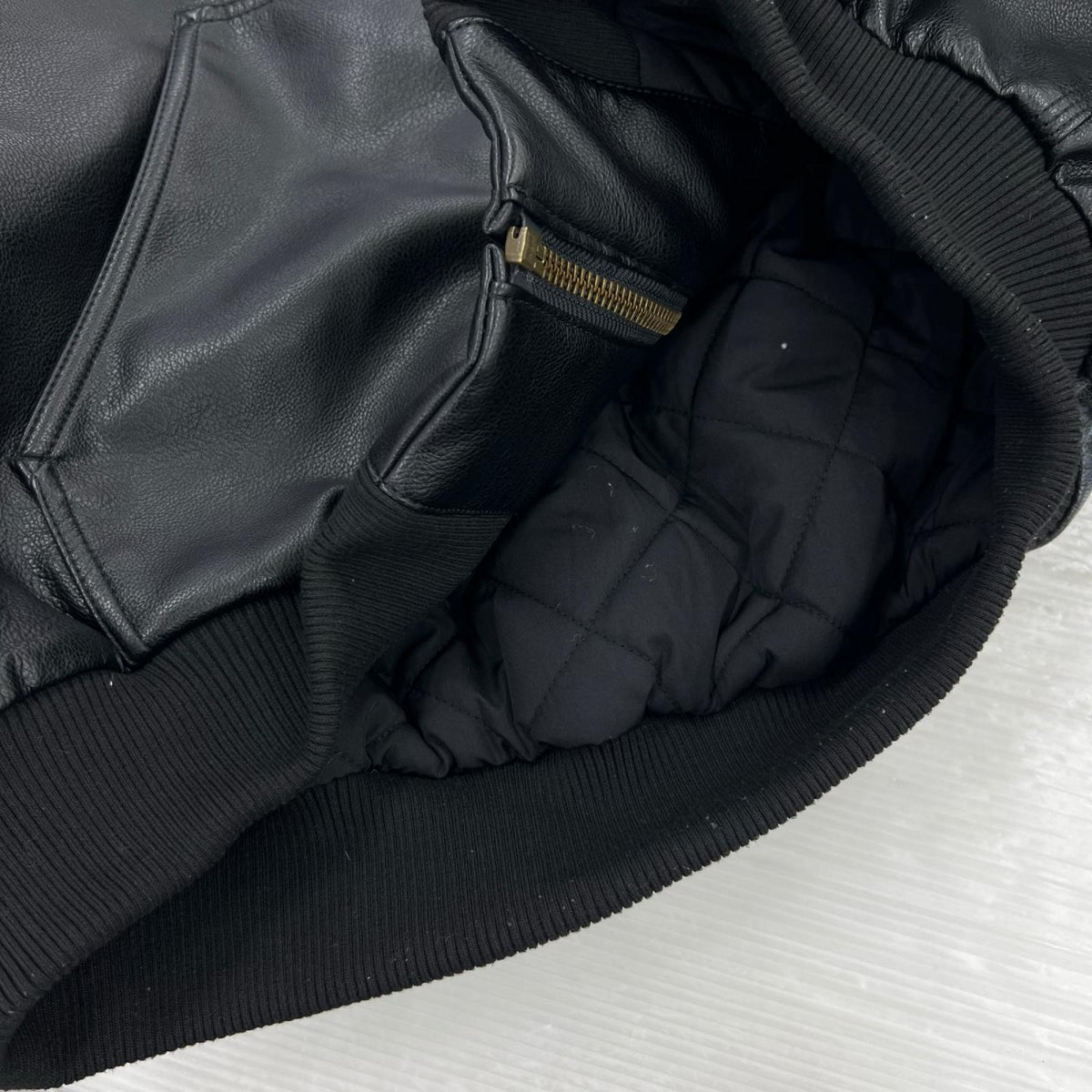 ブルゾン FAUX LEATHER HOODED WORK JACKET 黒 L L ブラック