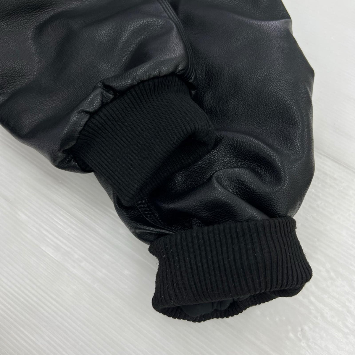 ブルゾン FAUX LEATHER HOODED WORK JACKET 黒 L L ブラック