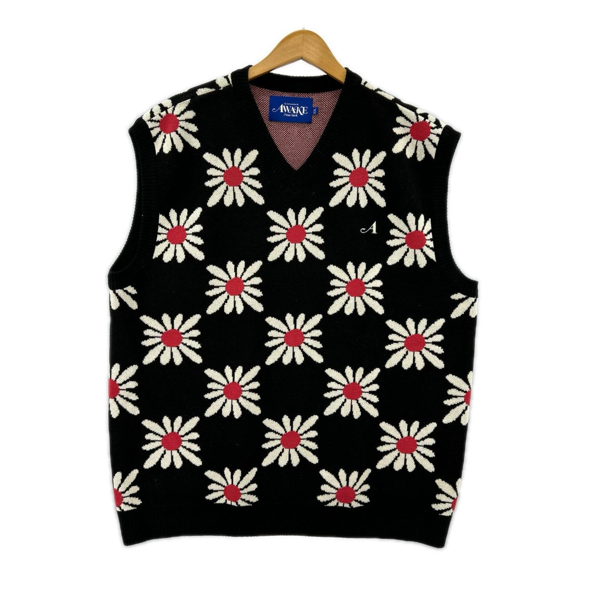ニット AWAKE New York 花柄ﾆｯﾄﾍﾞｽﾄ BLK XXL ブラック