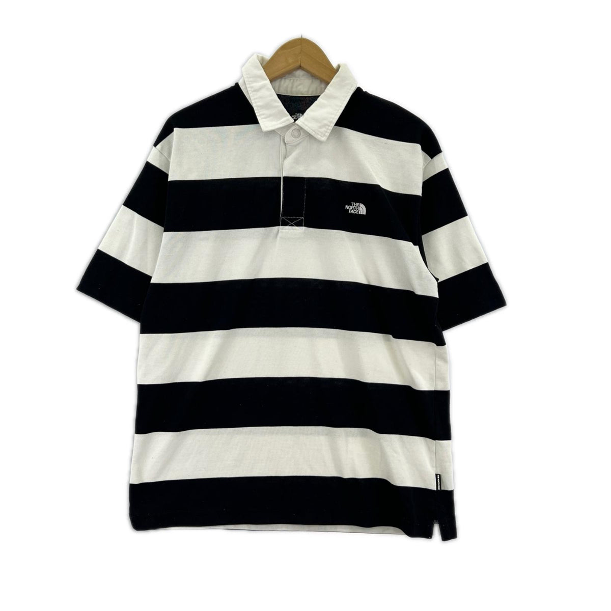 ポロシャツ ﾎﾞｰﾀﾞｰ SS RUGBY POLO 白/黒 M ブラック