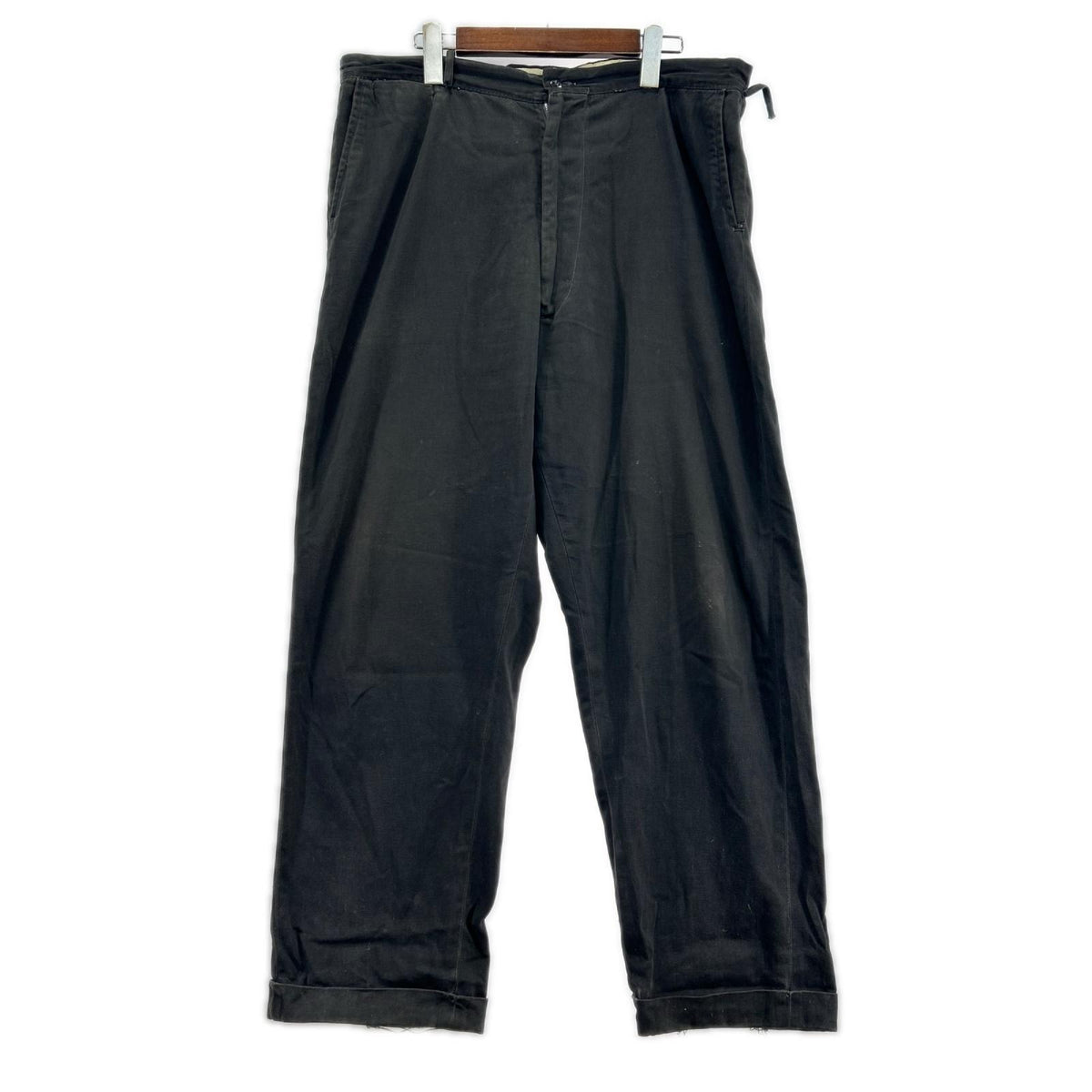 パンツ 30s-40s頃 針シンチ レーヨンスラックスパンツ W36 ブラック