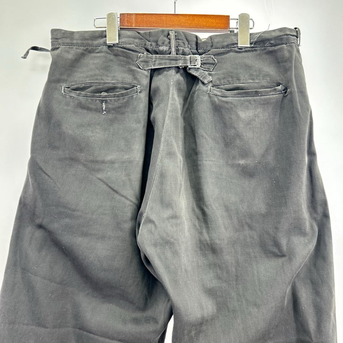 パンツ 30s-40s頃 針シンチ レーヨンスラックスパンツ W36 ブラック