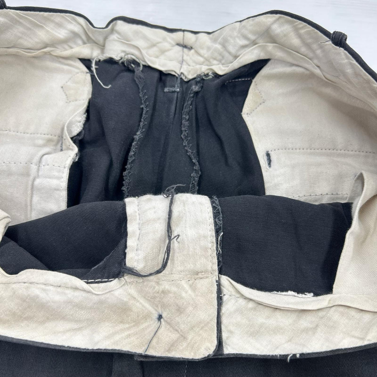 パンツ 30s-40s頃 針シンチ レーヨンスラックスパンツ W36 ブラック
