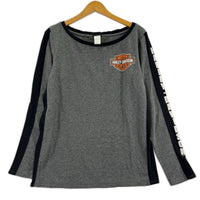 長袖Ｔシャツ 2017 USA製 袖ﾗｲﾝﾛｺﾞ ｽﾄﾚｯﾁﾛﾝTee L グレー
