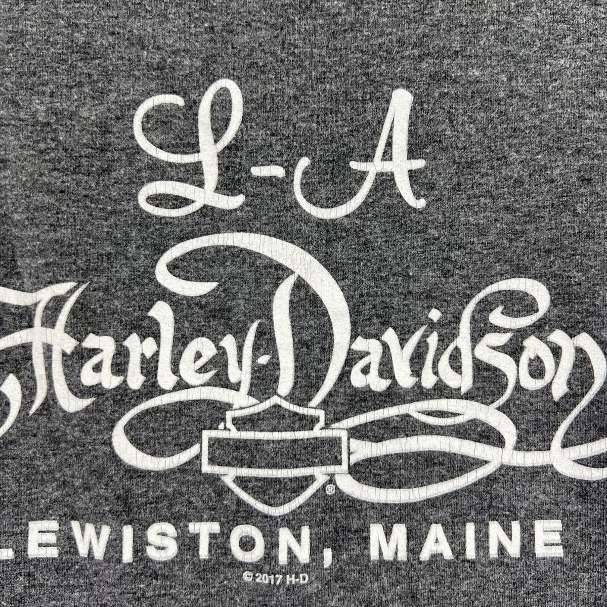 長袖Ｔシャツ 2017 USA製 袖ﾗｲﾝﾛｺﾞ ｽﾄﾚｯﾁﾛﾝTee L グレー