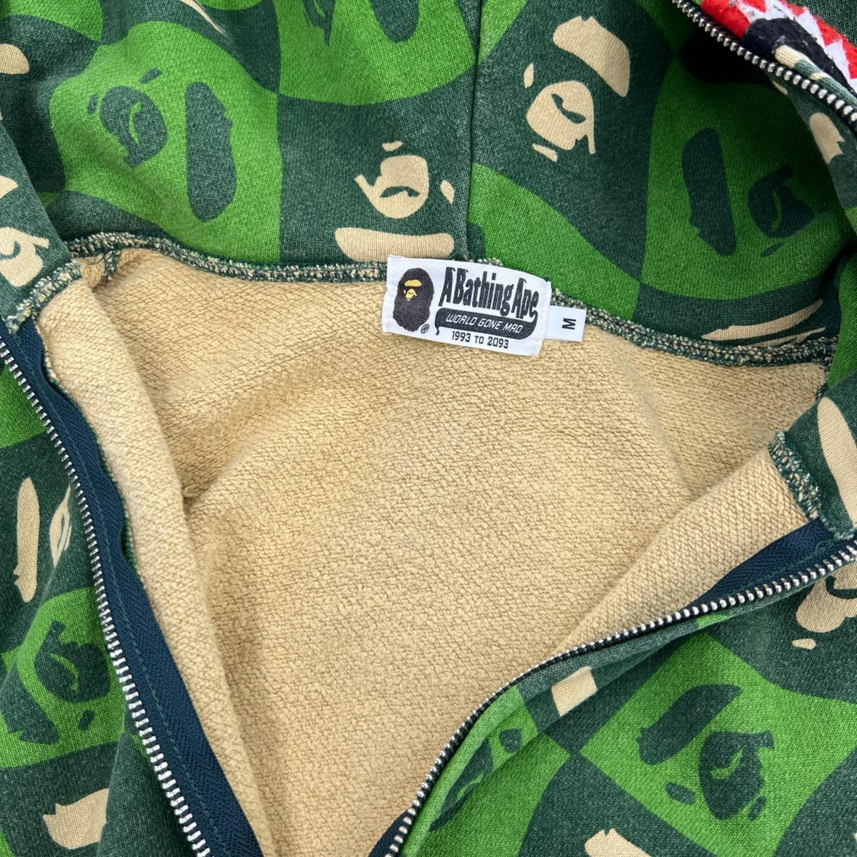 パーカー BAPE Distortion Shark ﾌﾙｼﾞｯﾌﾟ 緑 M M グリーン