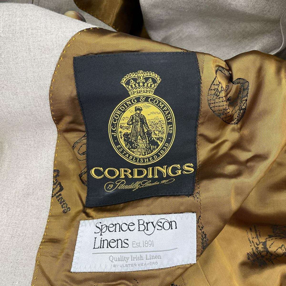 テーラードジャケット CORDINGS ﾘﾈﾝ (36R) ベージュ