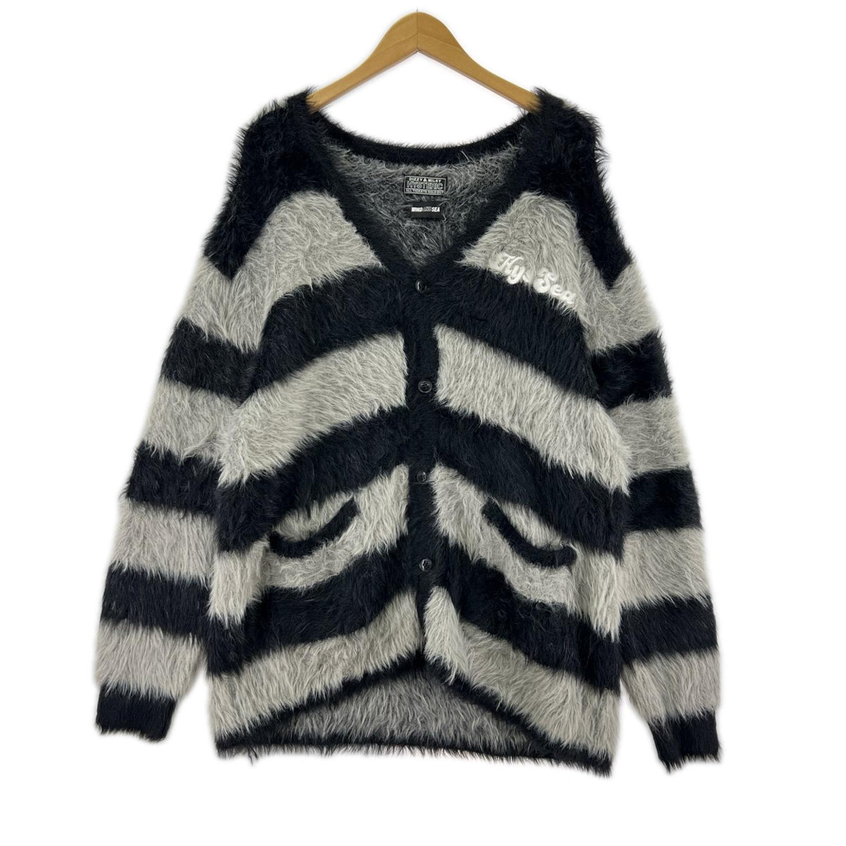 カーディガン × WDS KNIT CARDIGAN(L)ｸﾞﾚｰ×黒 L