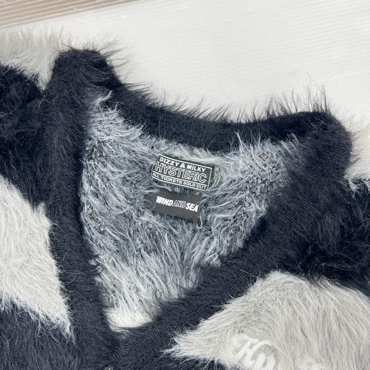 カーディガン × WDS KNIT CARDIGAN(L)ｸﾞﾚｰ×黒 L