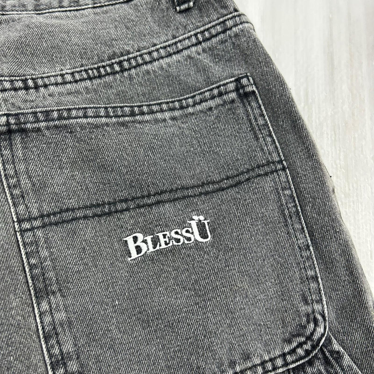 デニムパンツ BLESS U ﾌﾞﾗｯｸﾃﾞﾆﾑ ｶｰｺﾞﾊﾟﾝﾂ M ブラック