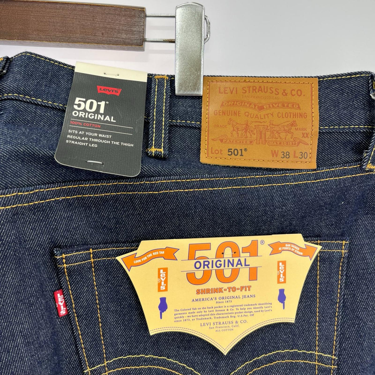 デニムパンツ PREMIUM 501 BIG E 赤耳 38 ネイビー