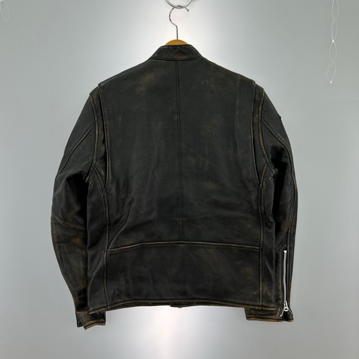 レザージャケット AGED STAND SINGLE RIDERS JACKET 黒 (L) L ブラック