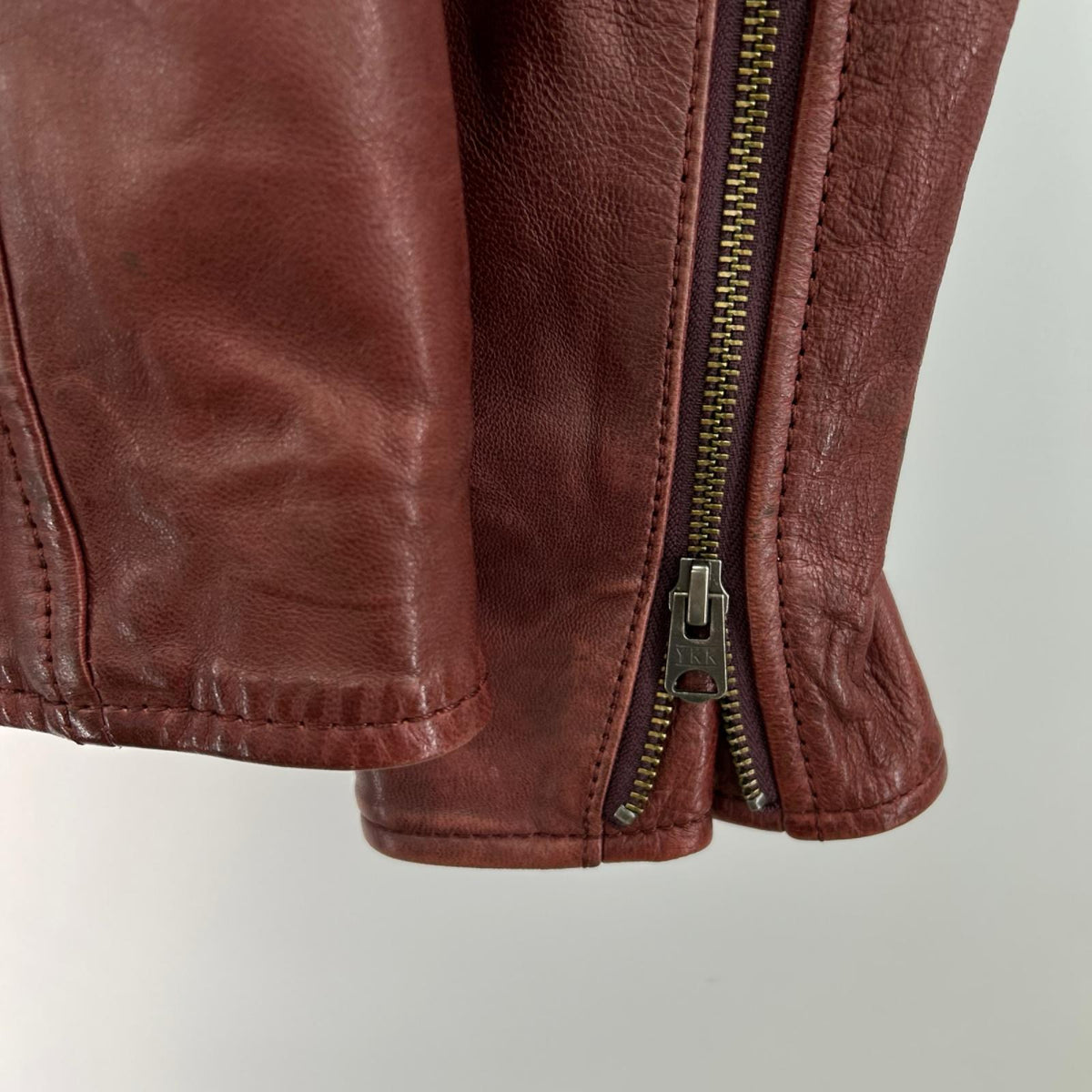 レザージャケット AGED WAPPEN STAND ZIP RIDERS (L) M レッド