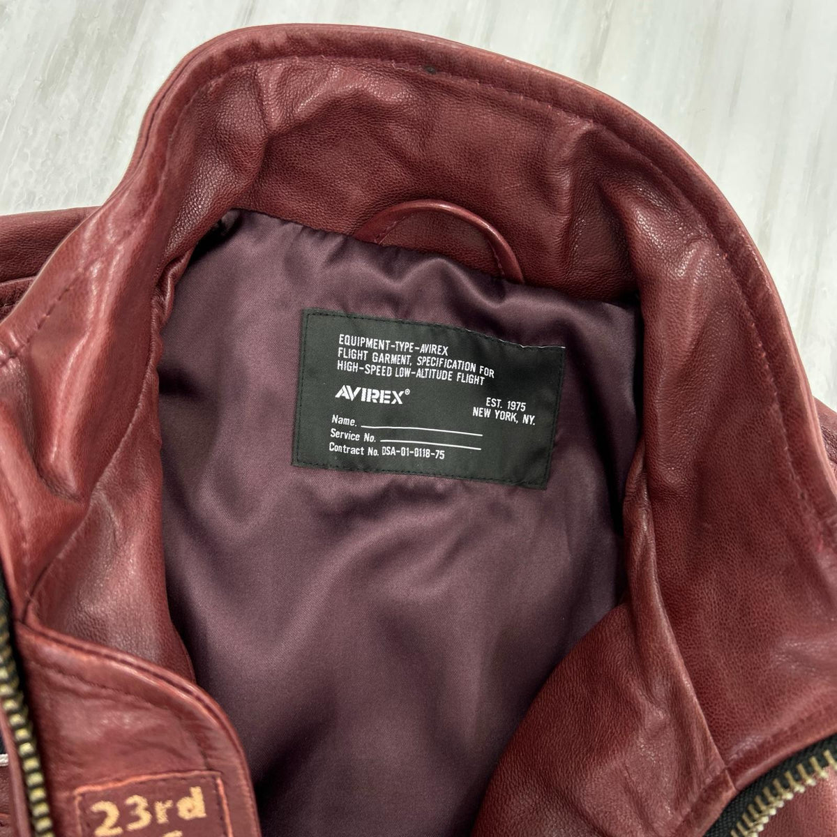 レザージャケット AGED WAPPEN STAND ZIP RIDERS (L) M レッド