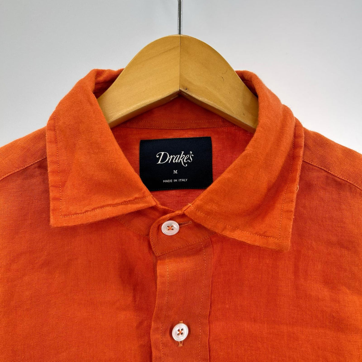 長袖シャツ Drake’s Linen Summer Shirt ｵﾚﾝｼﾞ (M) M オレンジ