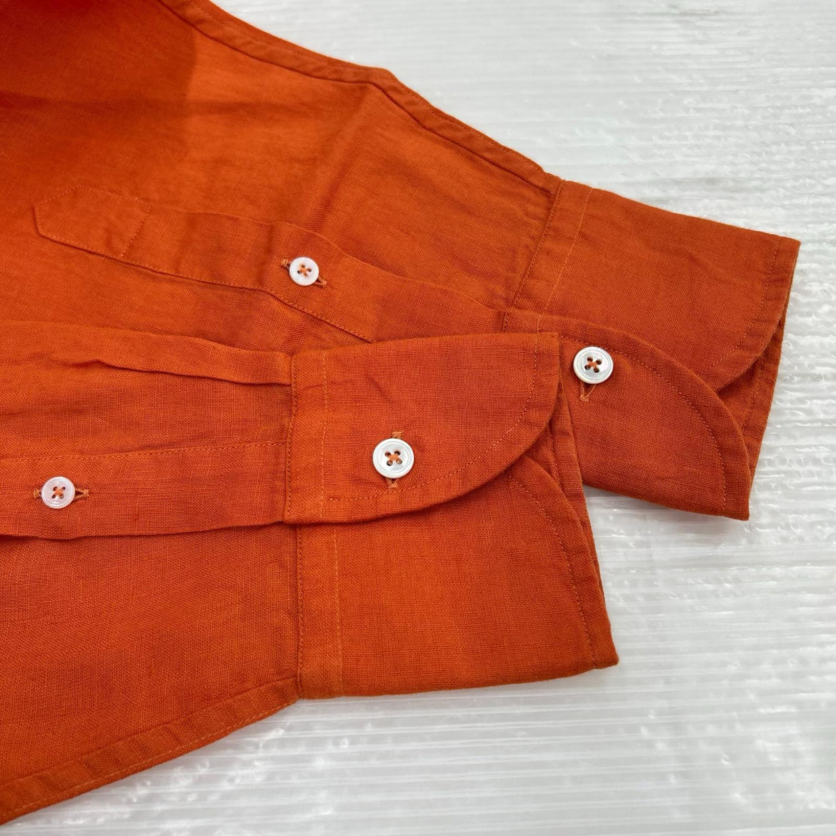 長袖シャツ Drake’s Linen Summer Shirt ｵﾚﾝｼﾞ (M) M オレンジ