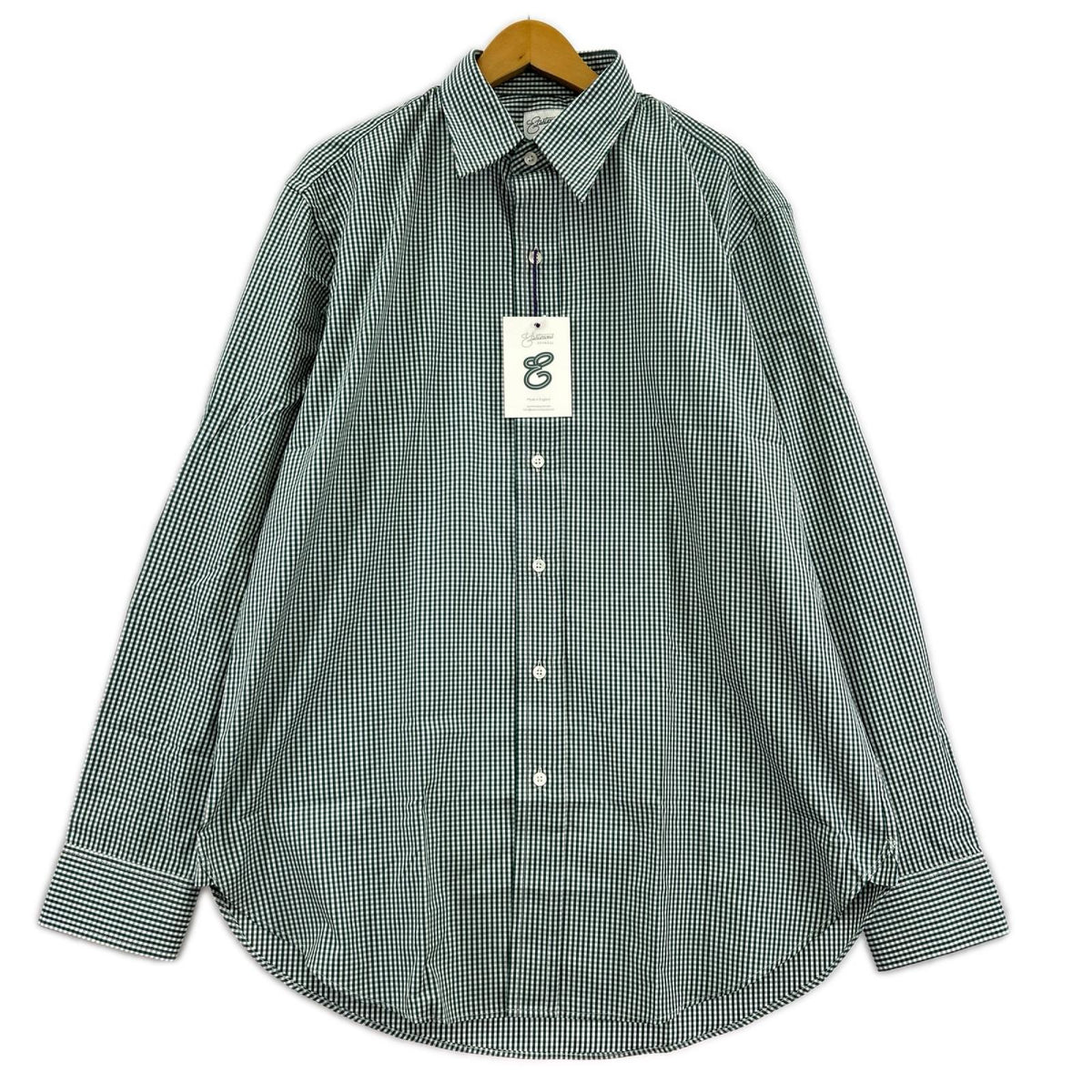長袖シャツ EASTMOND APPAREL ｷﾞﾝｶﾞﾑﾁｪｯｸ 白緑 (XL)