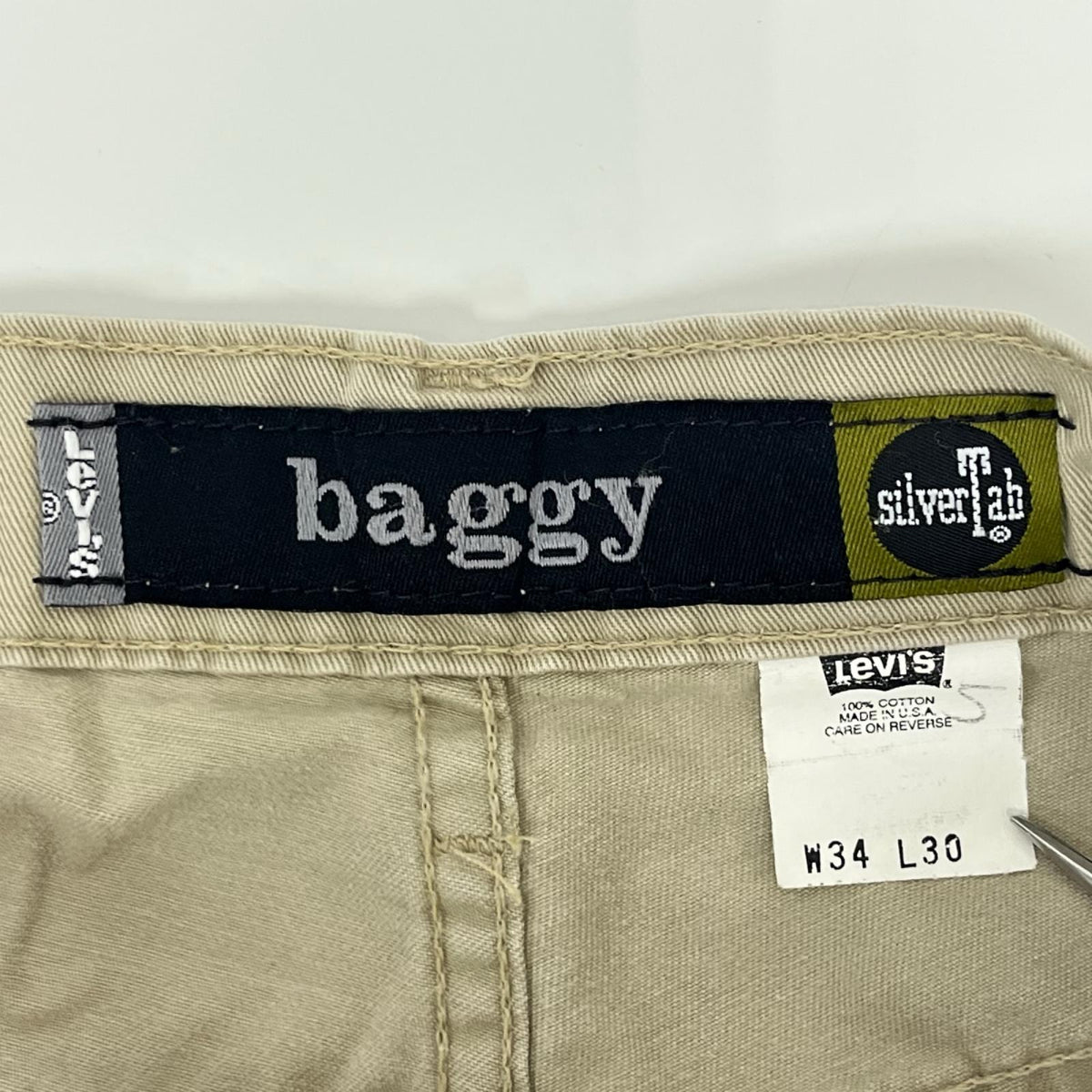 パンツ Levi's SILVER TAB USA製 BAGGY ﾊﾞｷﾞｰﾁﾉﾊﾟﾝ W34L30 ﾍﾞｰｼﾞｭ