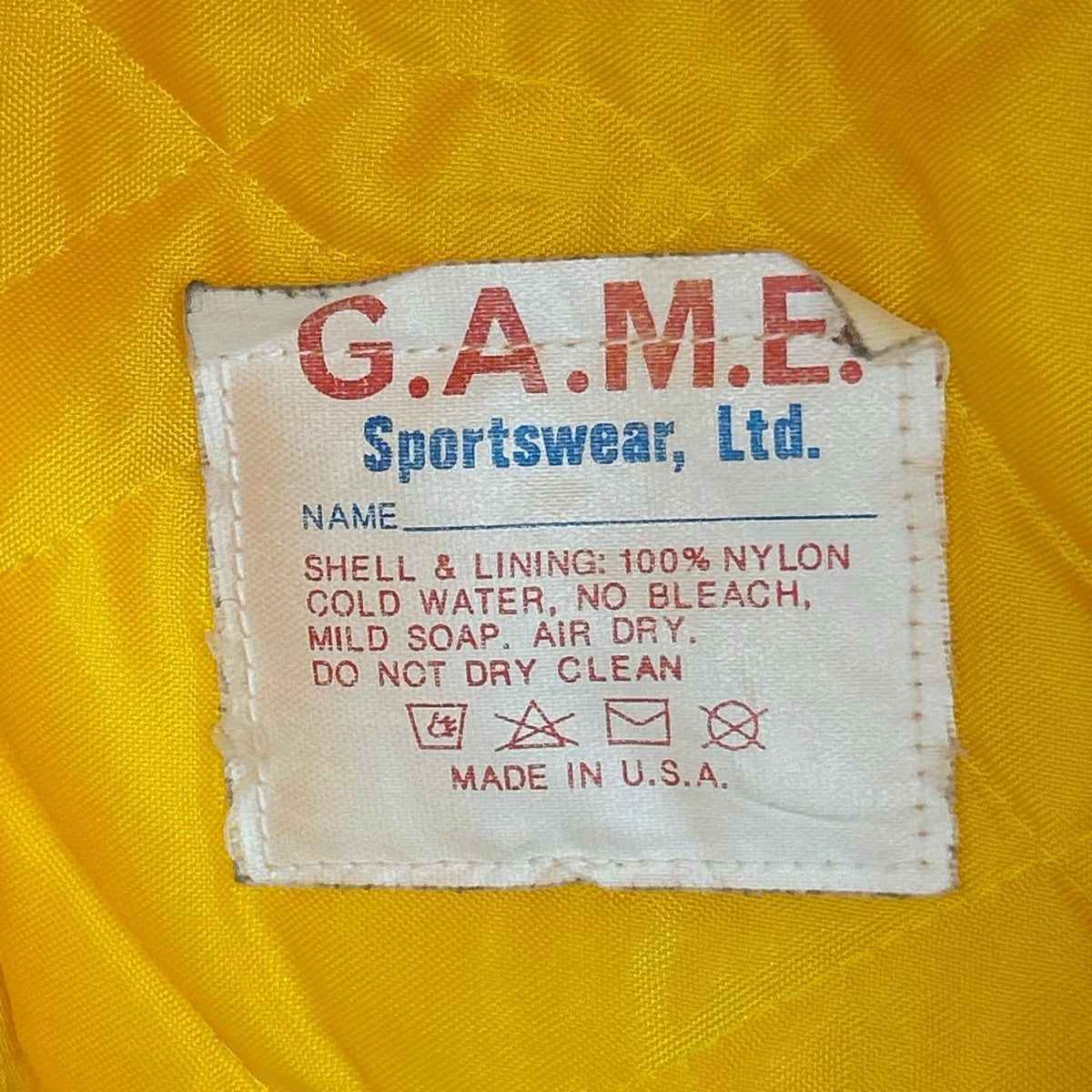 ジャケット G.A.M.E.Sportswear ｺｰﾁｼﾞｬｹｯﾄ USA製 黄 イエロー