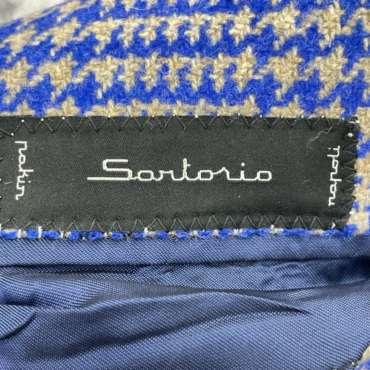 テーラードジャケット SANTORIO 千鳥柄 ﾃｰﾗｰﾄﾞｼﾞｬｹｯﾄ 44 ブルー