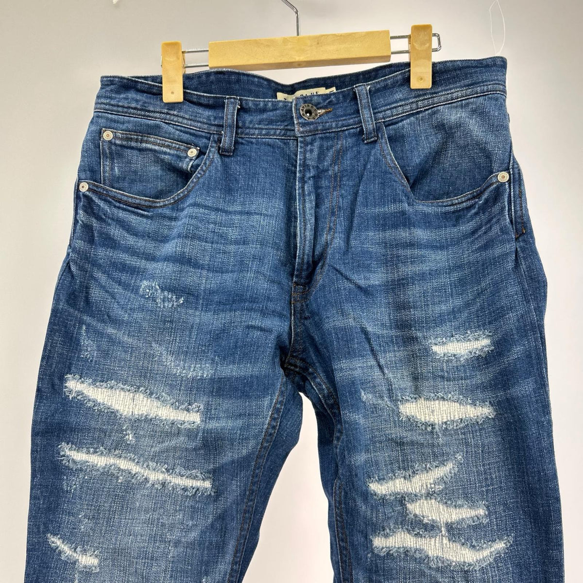 デニムパンツ Damage Skinny Jeans 青 (M) M ブルー