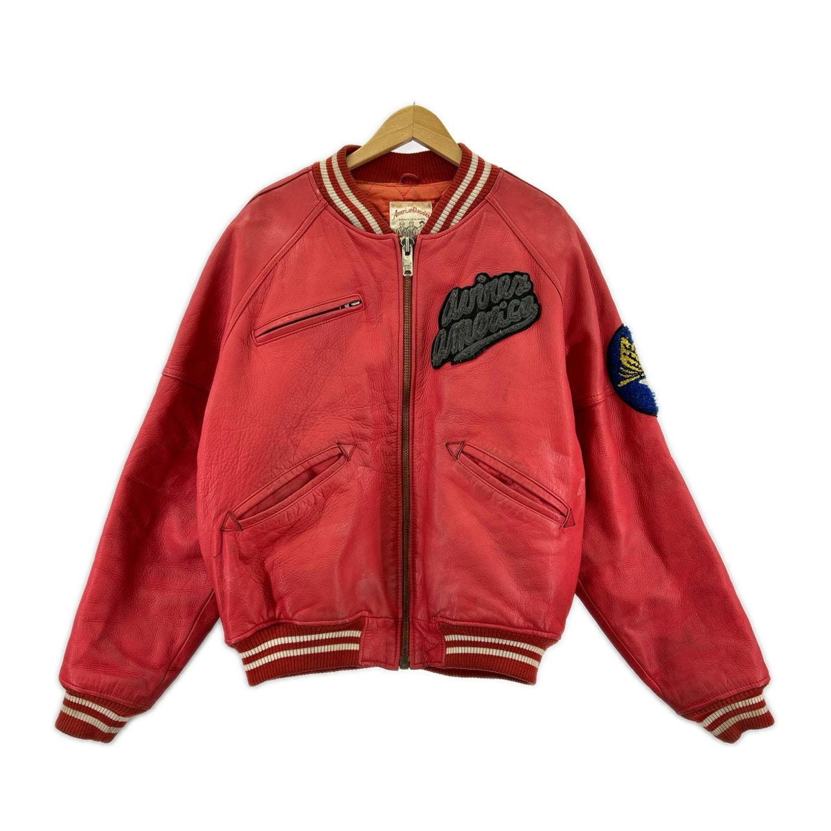 レザージャケット 90s ﾚｻﾞｰｽﾀｼﾞｬﾝ M レッド