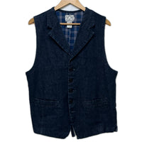ベスト EVISU ﾃﾞﾆﾑﾍﾞｽﾄ size42 ｲﾝﾃﾞｨｺﾞ 裏地ﾁｪｯｸ 42