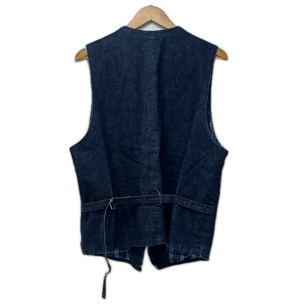 ベスト EVISU ﾃﾞﾆﾑﾍﾞｽﾄ size42 ｲﾝﾃﾞｨｺﾞ 裏地ﾁｪｯｸ 42
