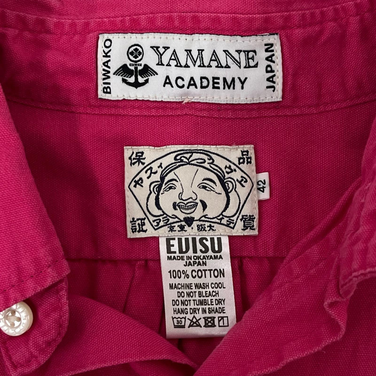 長袖シャツ EVISU YAMANE ACADEMY L/S ﾎﾞﾀﾝﾀﾞｳﾝｼｬﾂ size42 ﾋﾟﾝｸ 42