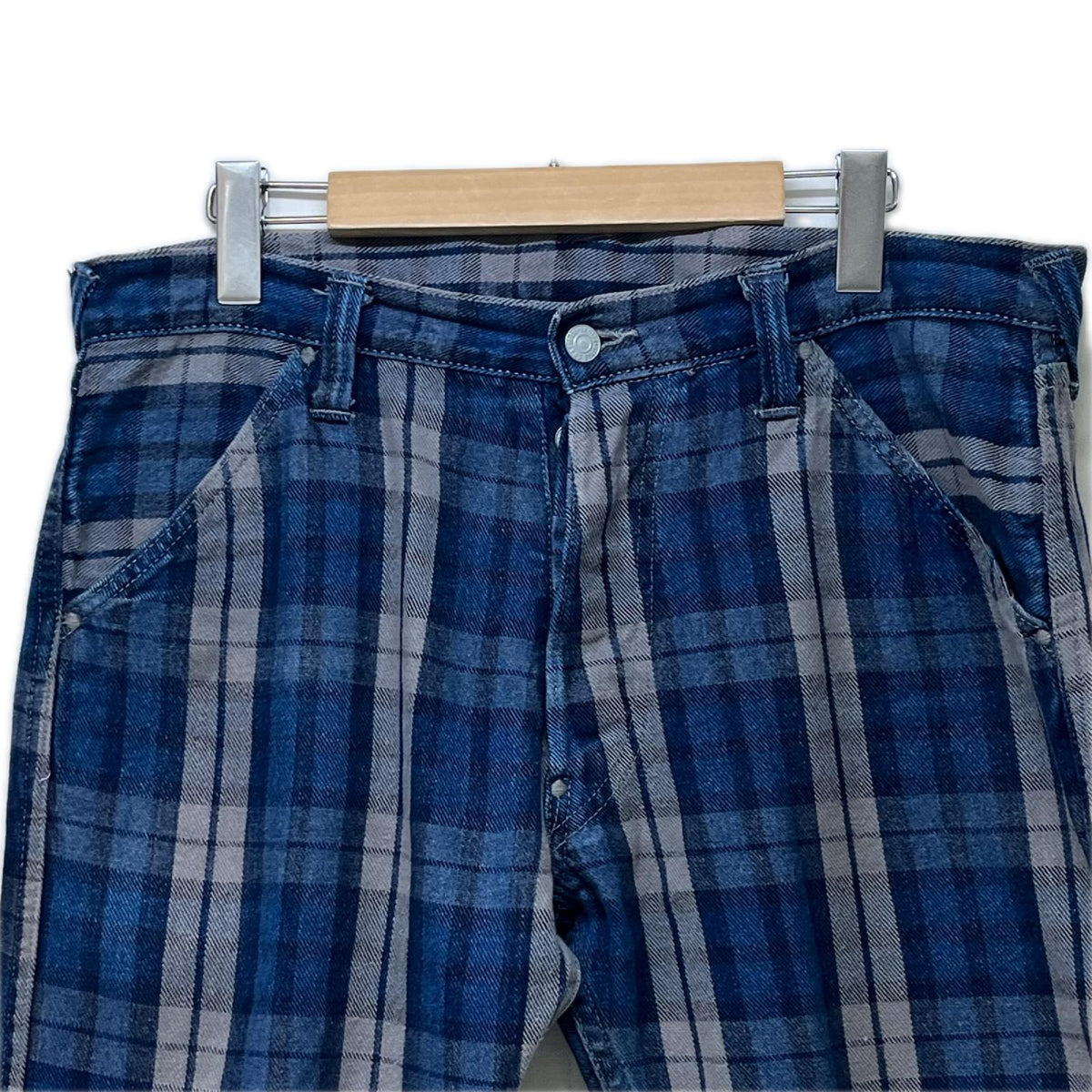 デニムパンツ EVISU LOT.5500 ﾁｪｯｸﾃﾞﾆﾑﾊﾟﾝﾂ size34 ｲﾝﾃﾞｨｺﾞ 34