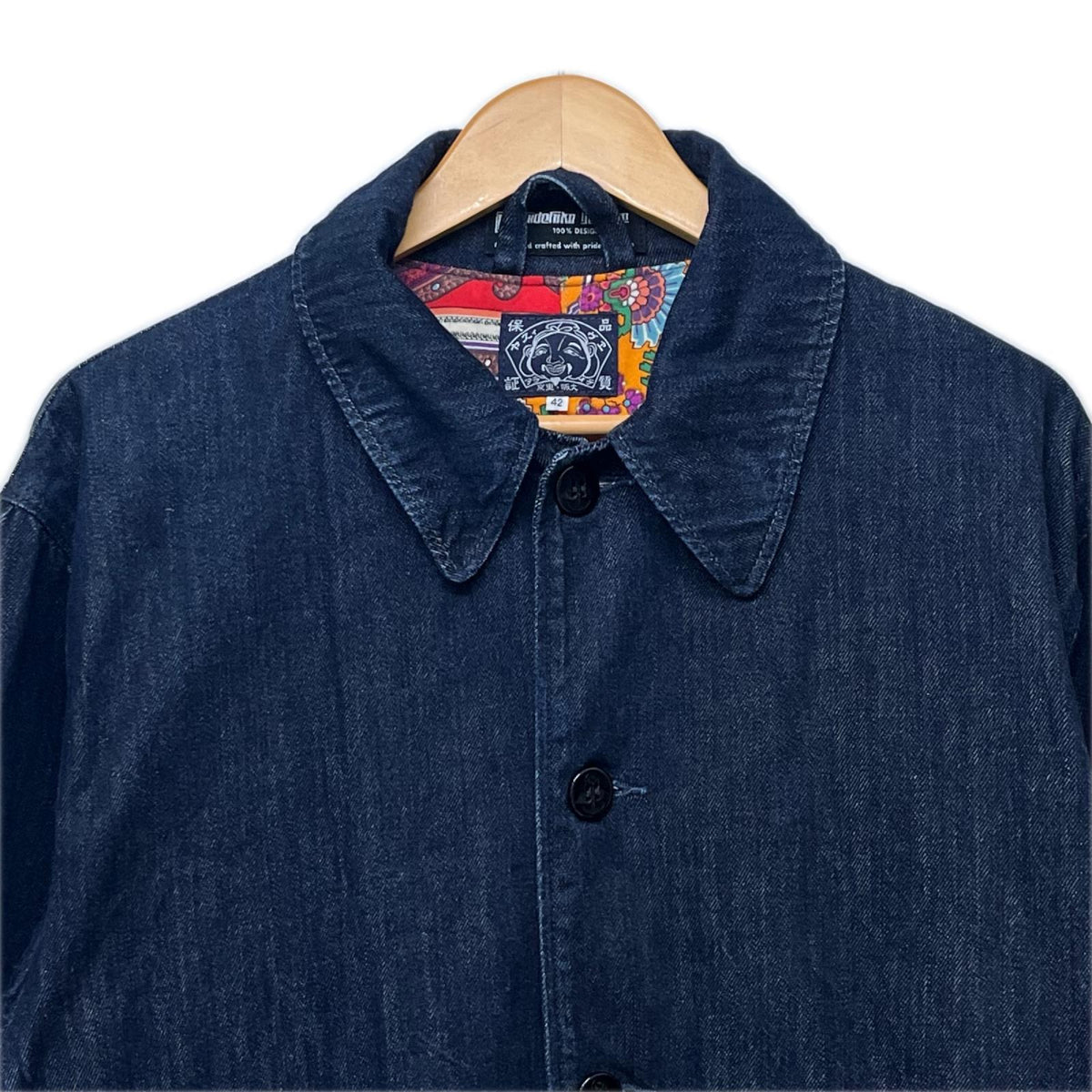その他アウター EVISU ﾃﾞﾆﾑｺｰﾄ size42 濃紺 総柄裏地 42