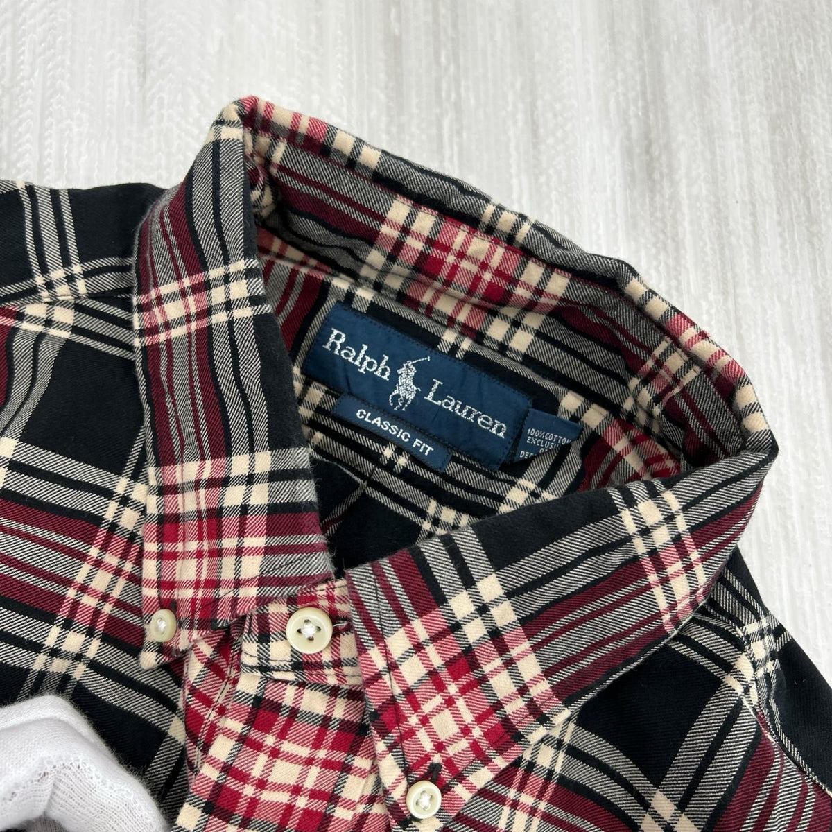 長袖シャツ CLASSIC FIT BDｼｬﾂ ﾁｪｯｸ (L) L レッド
