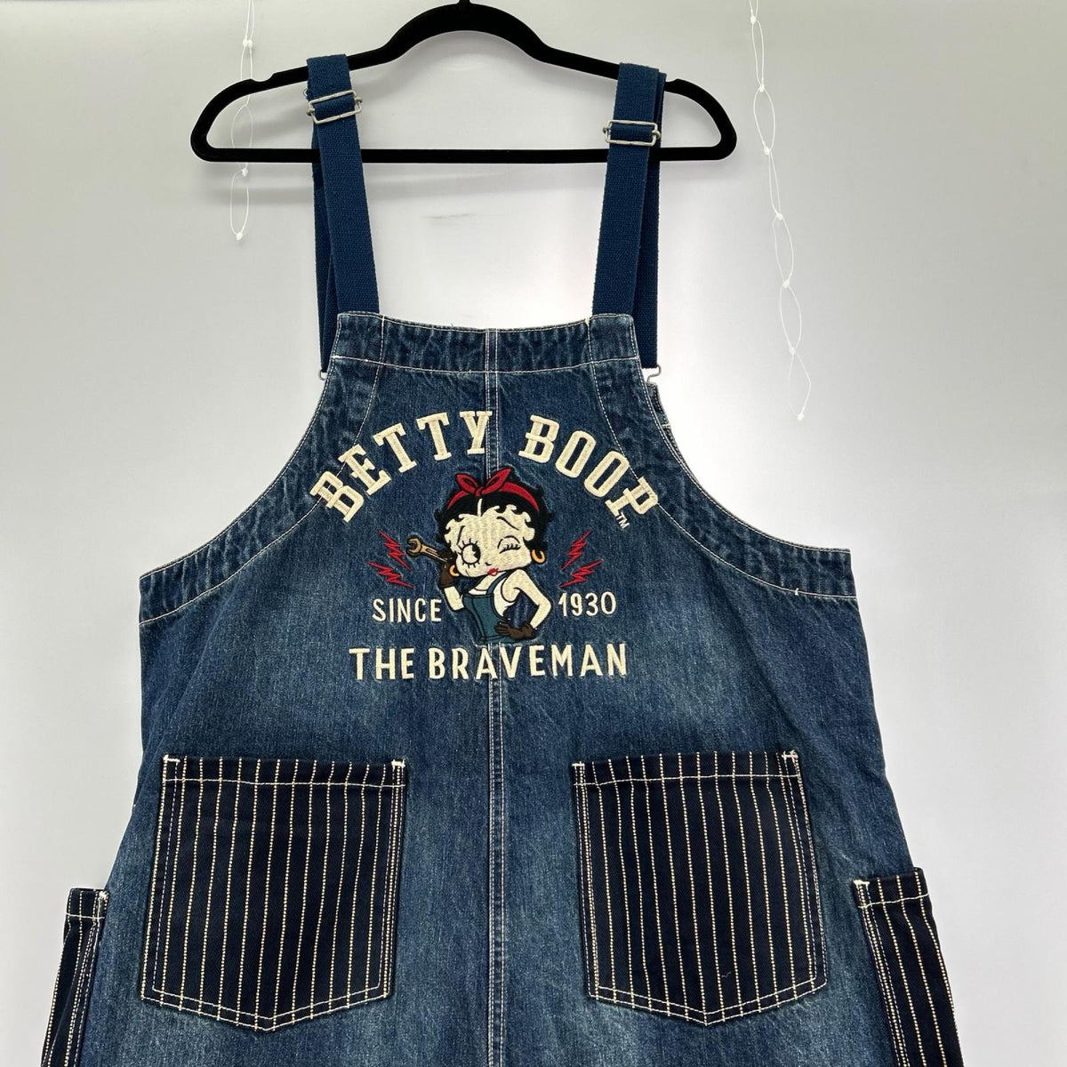 デニムパンツ THE BRAVE MAN BETTY BOOP ﾃﾞﾆﾑｵｰﾊﾞｰｵｰﾙ L ネイビー