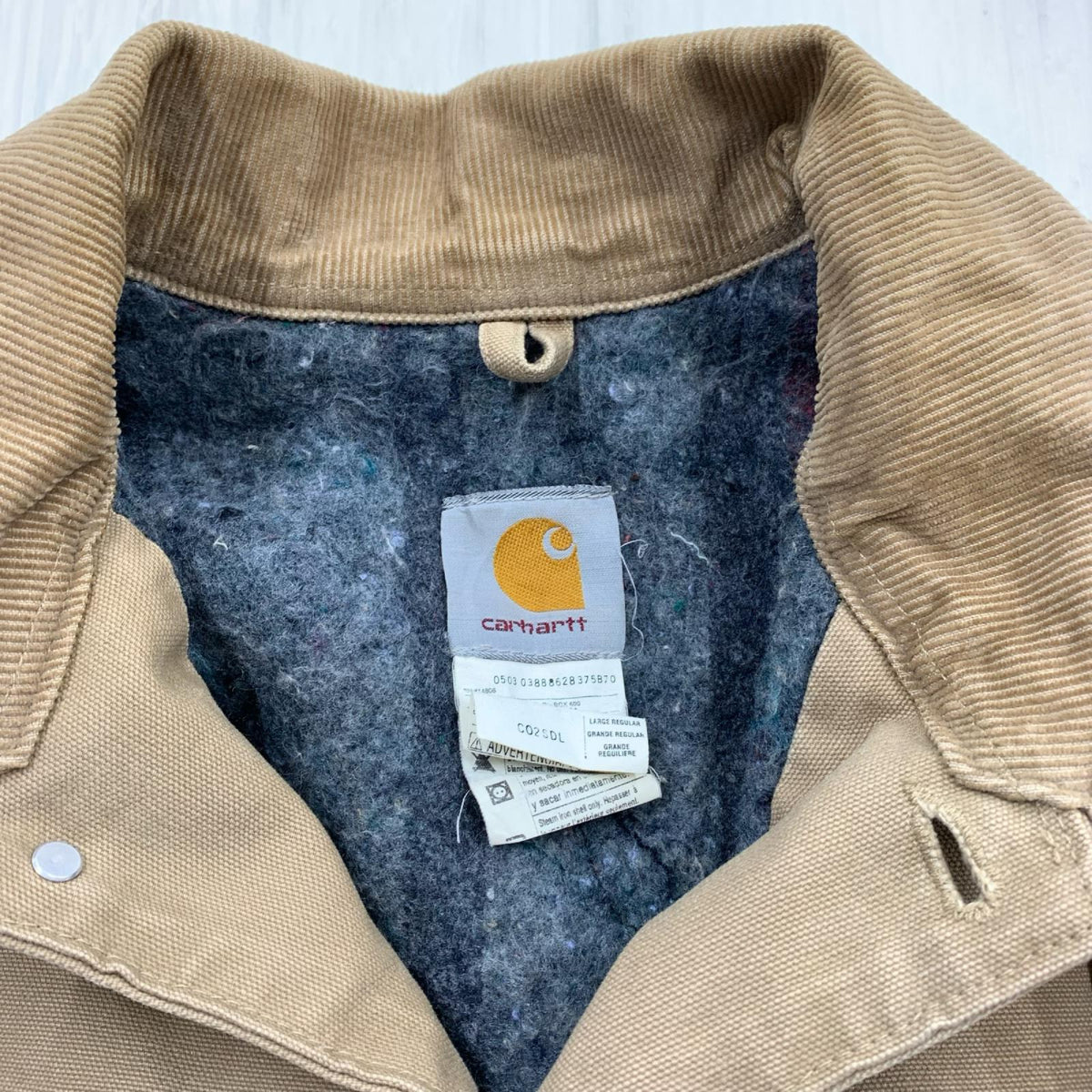 ジャケット 90s USA製 ﾀﾞｯｸ地ﾁｮｱｺｰﾄ 茶 (L) L ブラウン