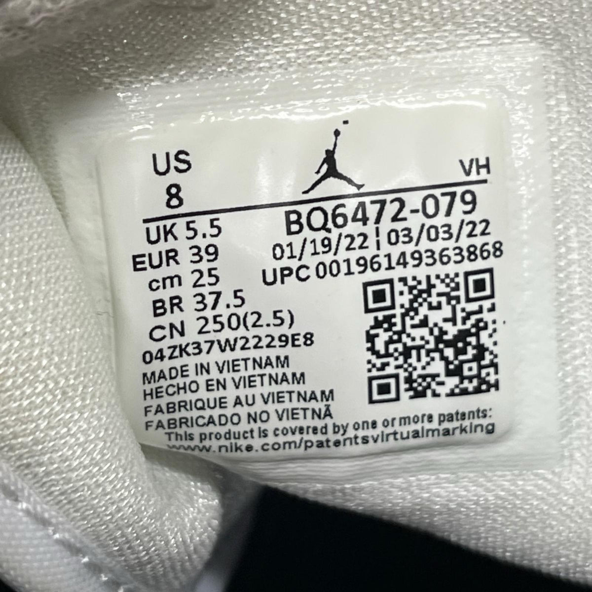 シューズ WMNS Air Jordan 1 RETRO HI OG/25cm 25cm (US7 UK6 1/2 EU40)