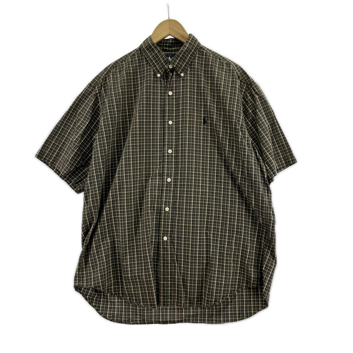 半袖シャツ BLAKE ｺｯﾄﾝ ﾁｪｯｸ 茶 (L) L ブラウン