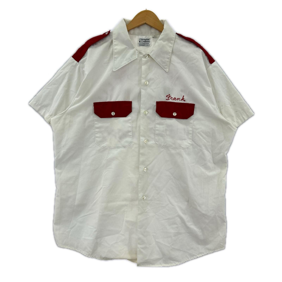 半袖シャツ champion uniform WHT×RED ホワイト