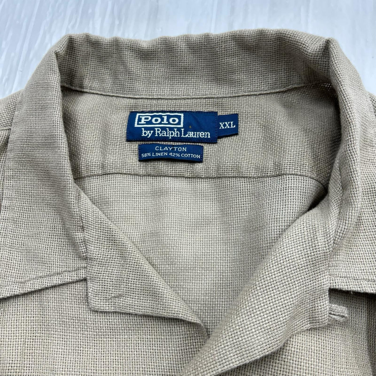 半袖シャツ CLAYTON ﾘﾈﾝ混 ベージュ