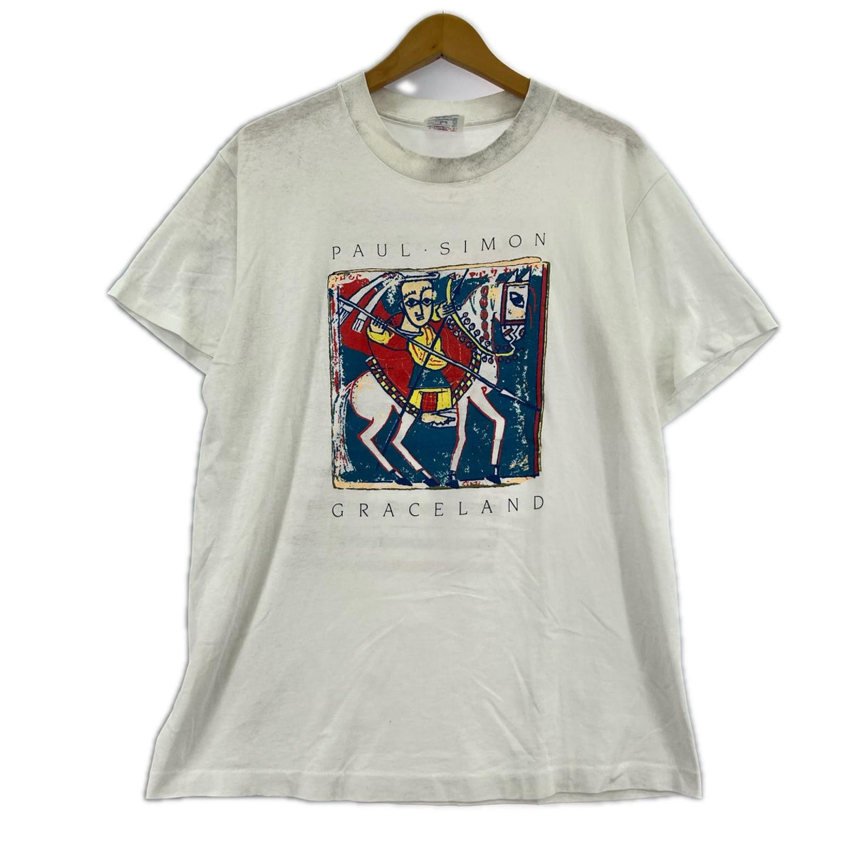半袖Ｔシャツ 80s ﾎﾟｰﾙｻｲﾓﾝ GRACELAND Tour ﾐｭｰｼﾞｯｸT L ホワイト
