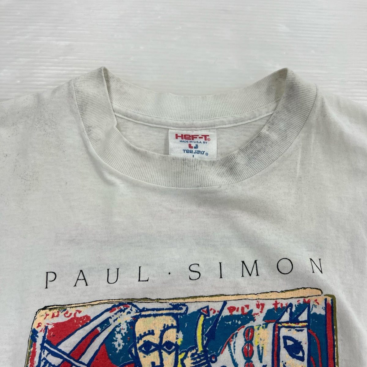 半袖Ｔシャツ 80s ﾎﾟｰﾙｻｲﾓﾝ GRACELAND Tour ﾐｭｰｼﾞｯｸT L ホワイト