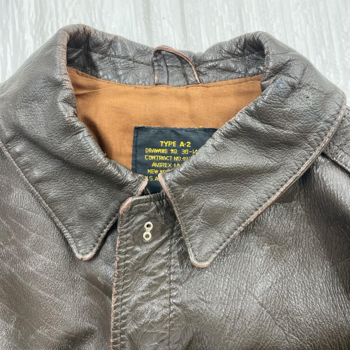 レザージャケット AVIREX A-2 馬革 kawasaki W650ﾜｯﾍﾟﾝ付 size42 BRW ブラウン